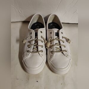 Women's Leather Sperry Top Sider Tennis Shoes Memory Foam White Sz 6.5